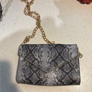Sole Society Gray Snake Print Chain Bag